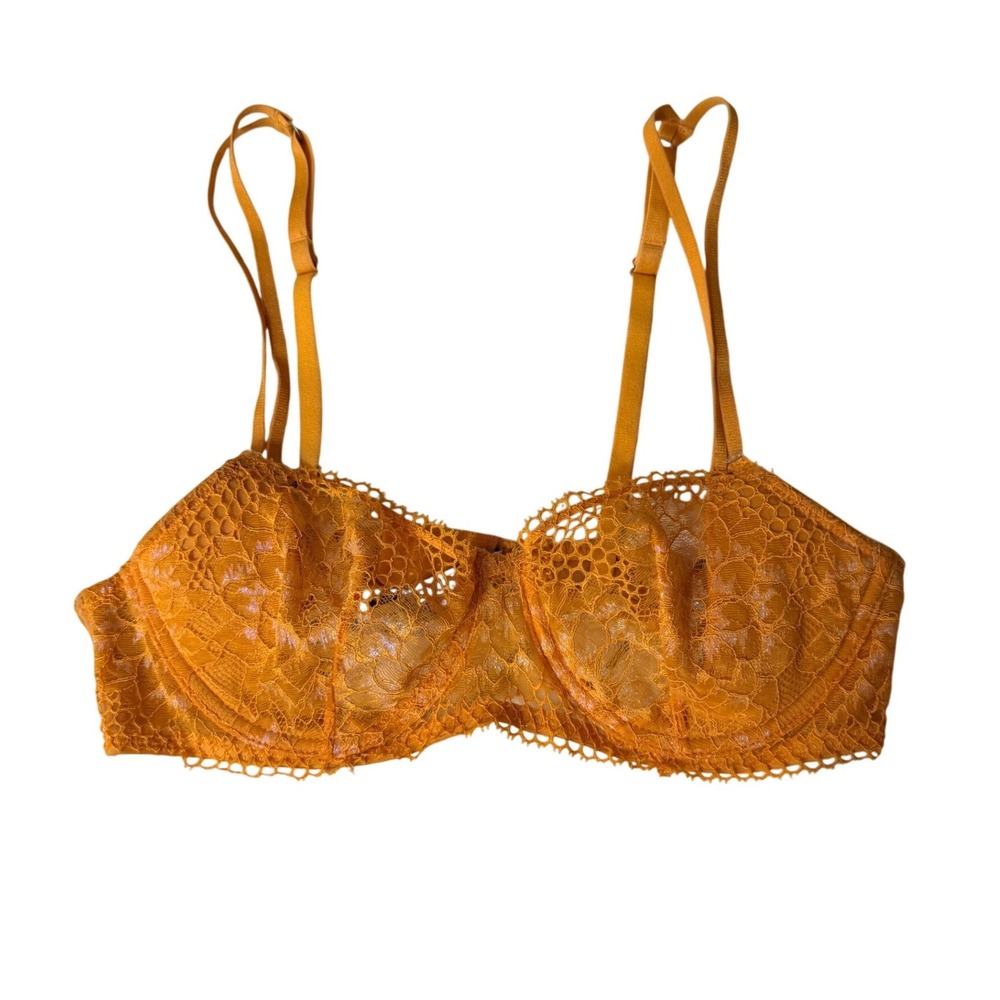 Adore Me Orange Lace Underwire Demi Bra Size 34C